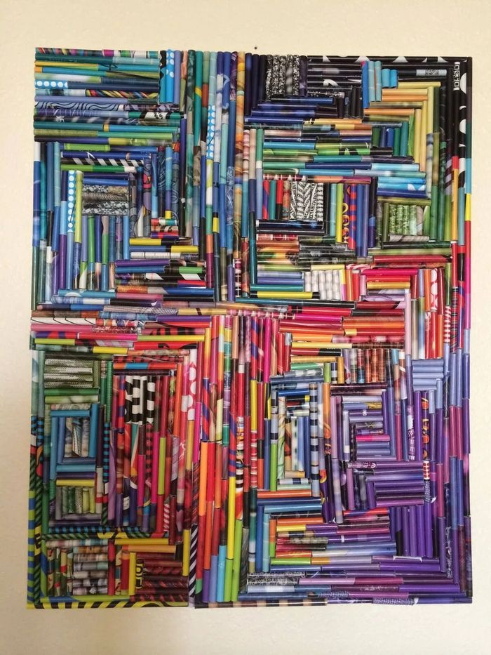 Fresque participative « mosaïque en papier recyclé », Médiathèque André Malraux de Tourcoing, Tourcoing