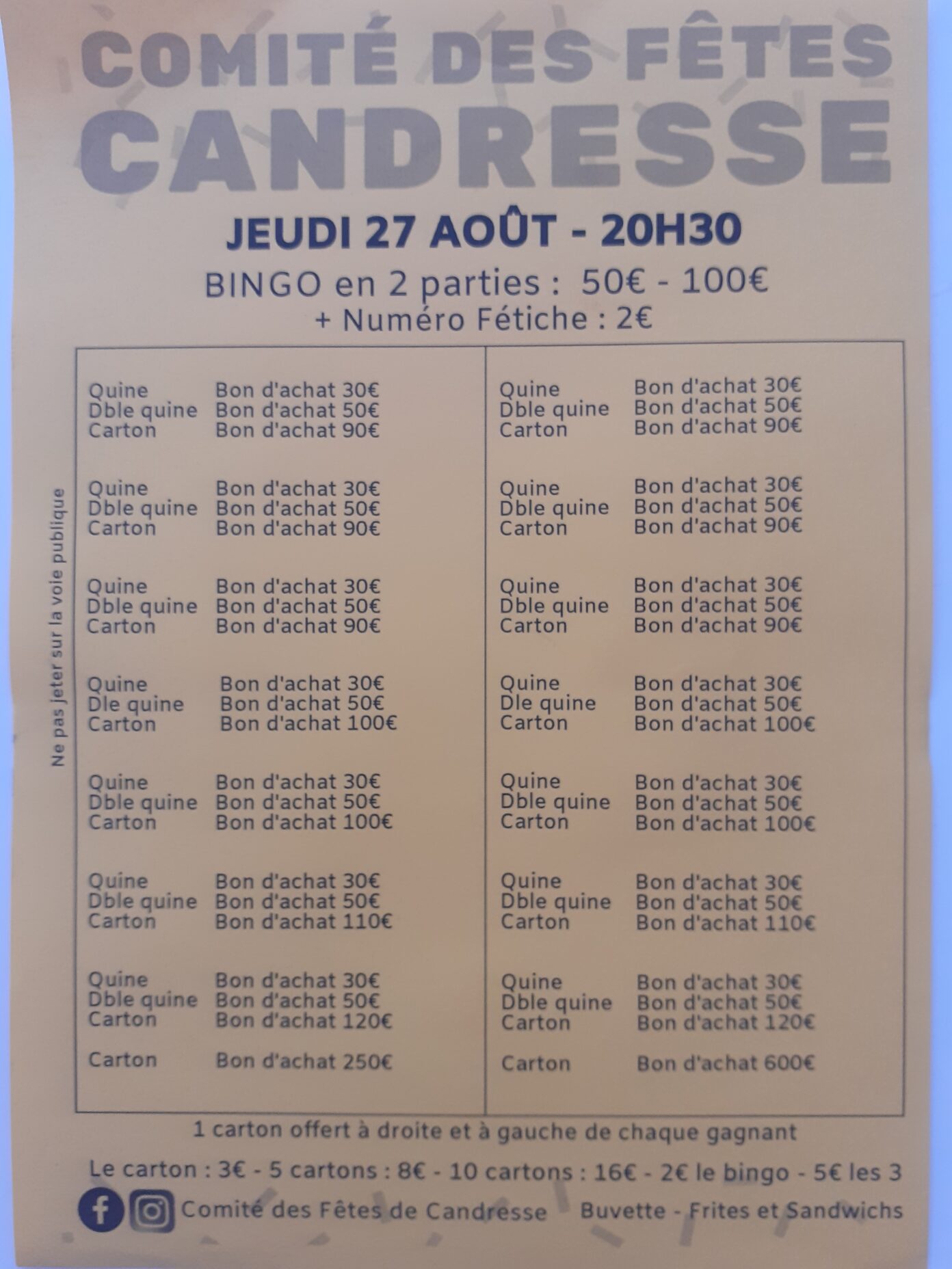 Grand loto bingo des fêtes Salle polyvalente Candresse