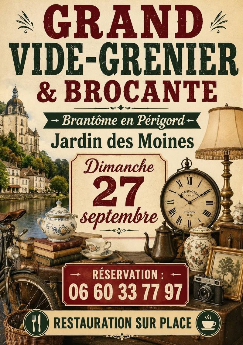 Grand vide-greniers & brocante Brantôme en Périgord