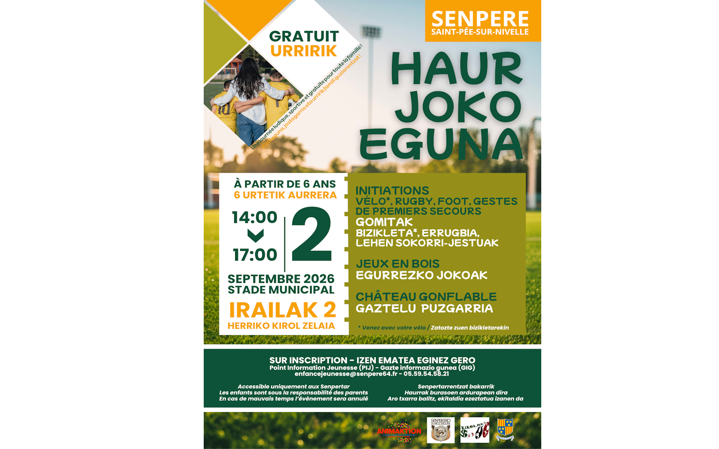 Haur Joko Eguna Initiation sportive SPUC Senpereko udal estadioa/Stade Municipale Saint-Pée-sur-Nivelle 2026-09-02
