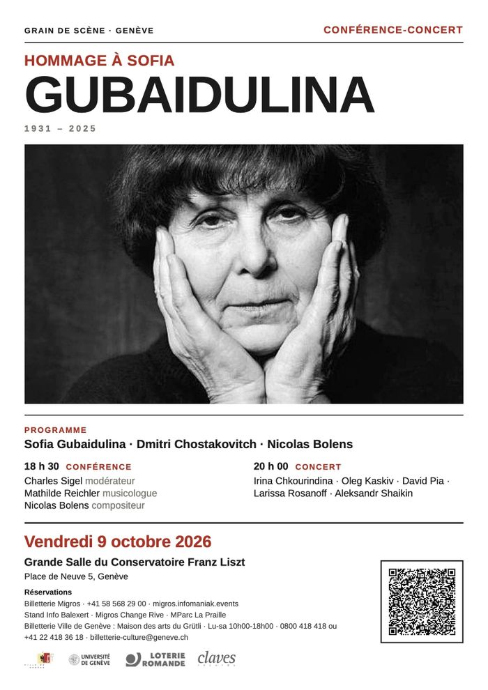 Hommage à Sofia Gubaïdulina: Conférence-concert, Conservatoire de Musique de Genève, Genève