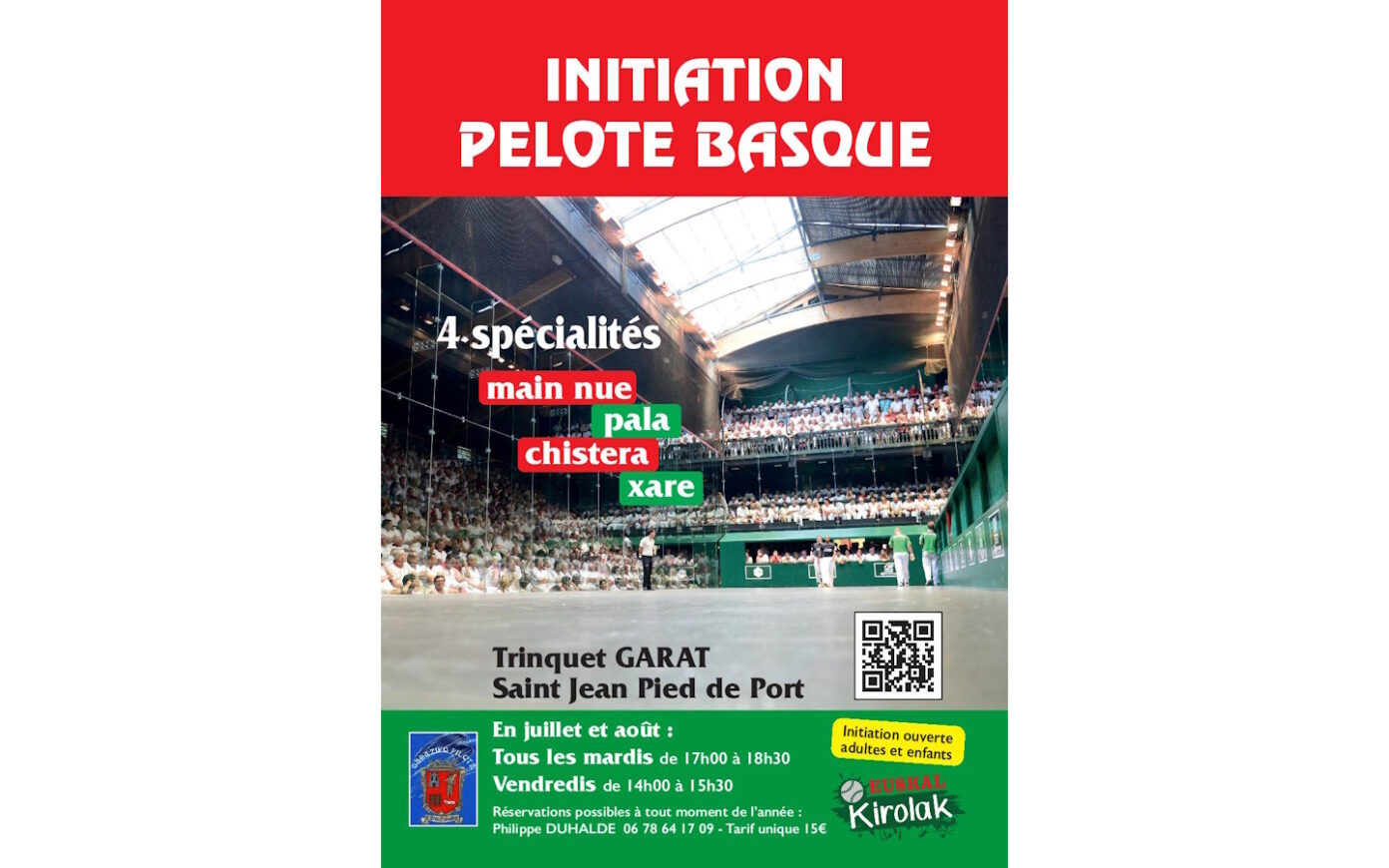 Initiation à la pelote basque Trinquet Saint-Palais