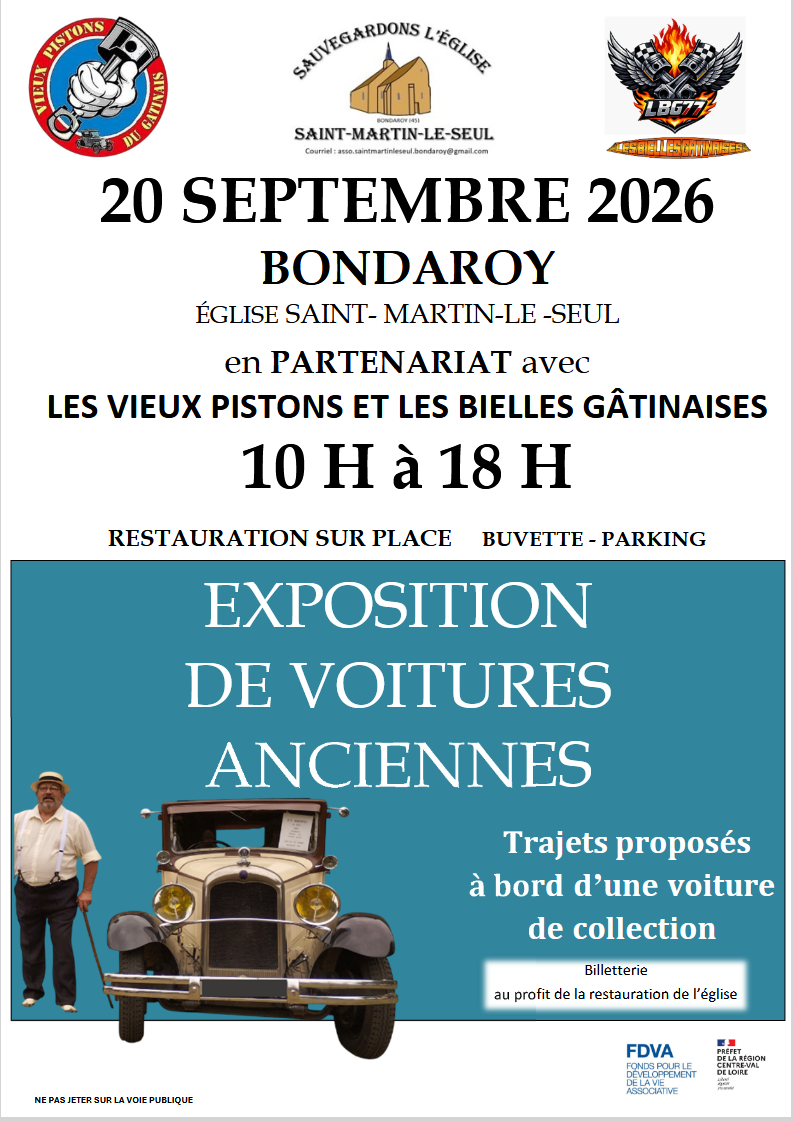 JEP Visite église Saint-Martin-le-Seul et tour en voiture Bondaroy