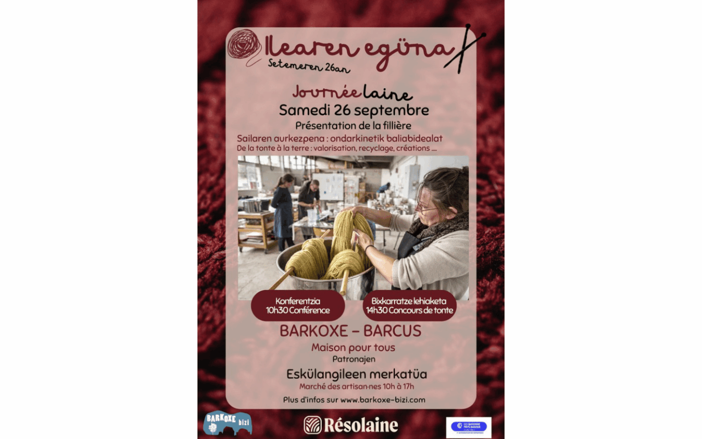 Journée laine Salle du patronage Barcus