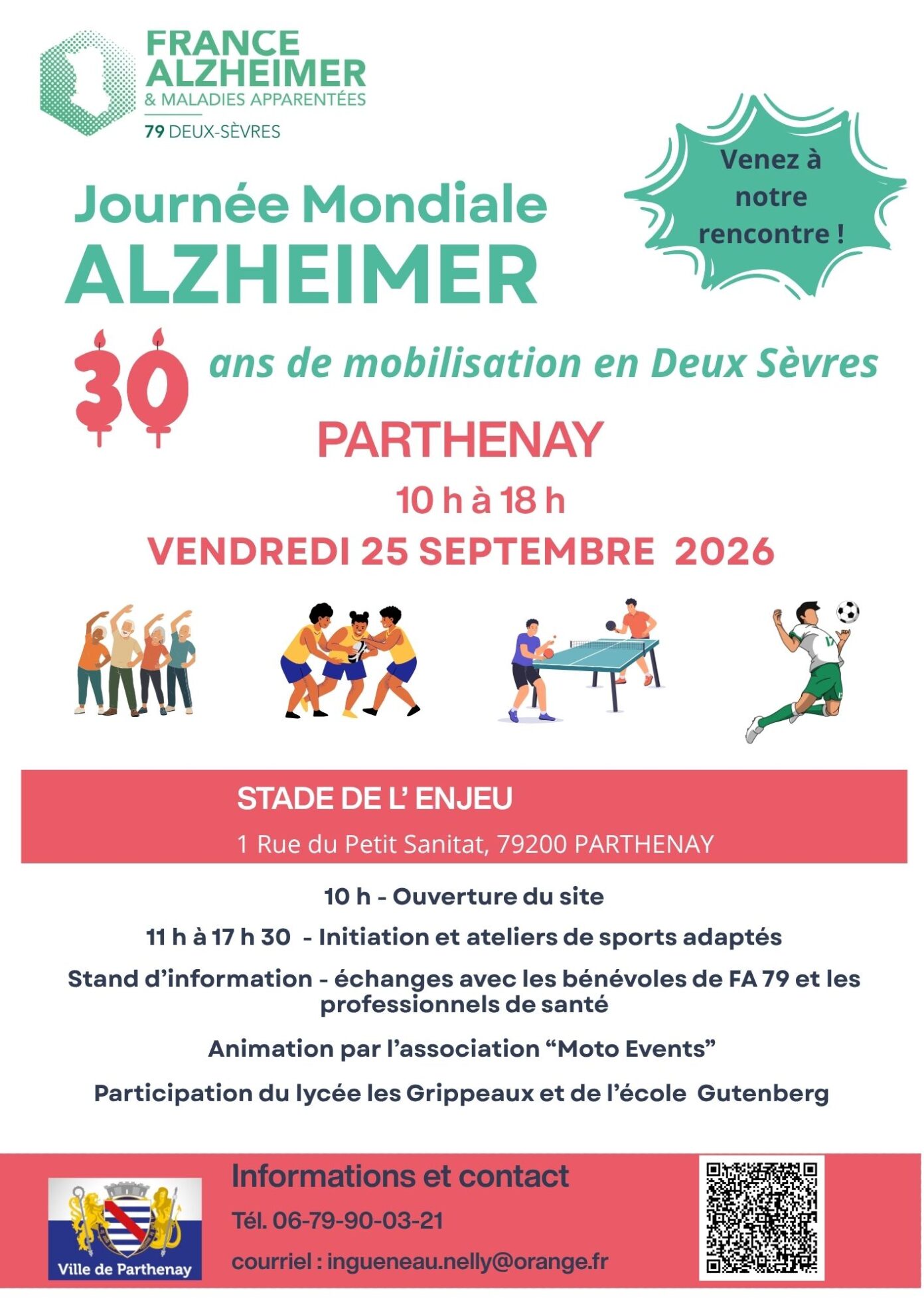 Journée mondiale France Alzheimer Parc des sports l&rsquo;Enjeu Parthenay