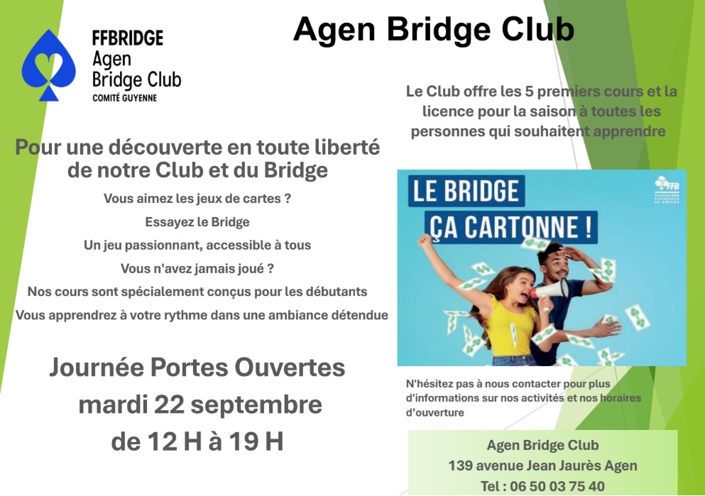 Journée Portes Ouvertes Agen Bridge Club Agen Bridge Club Agen