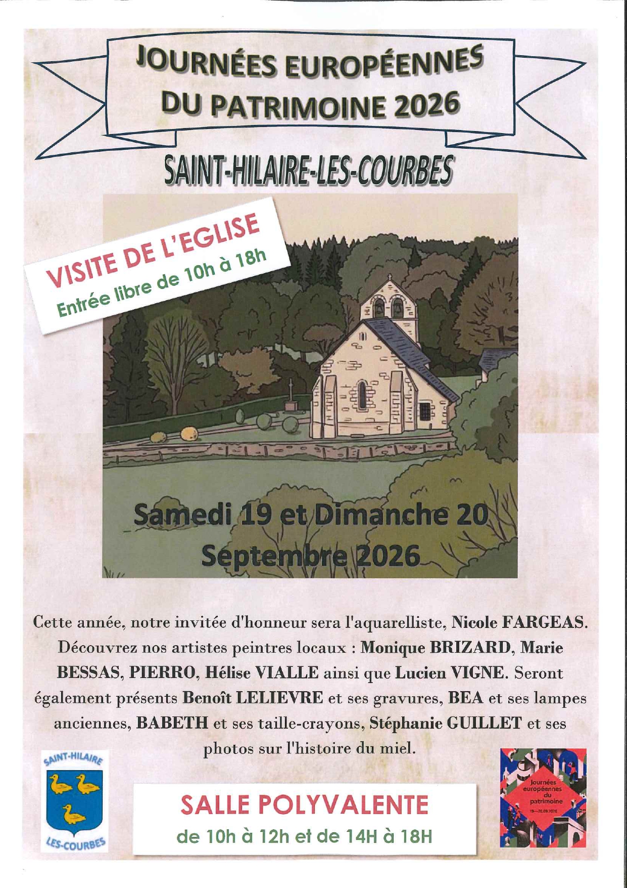 Journées du Patrimoine à Saint-Hilaire-les-Courbes Salle Polyvalente Saint-Hilaire-les-Courbes 2026-09-19