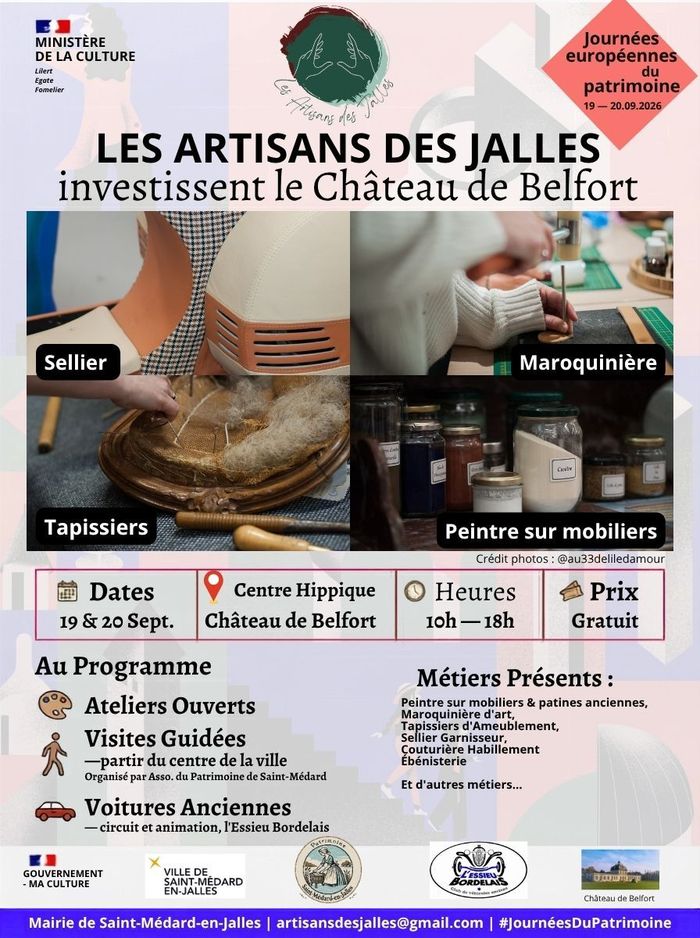 Journées Européennes du Patrimoine 2026 – Les Artisans des Jalles au Château de Belfort, UCPA SPORT LOISIRS ST MEDARD EN JALLES, Saint-Médard-en-Jalles