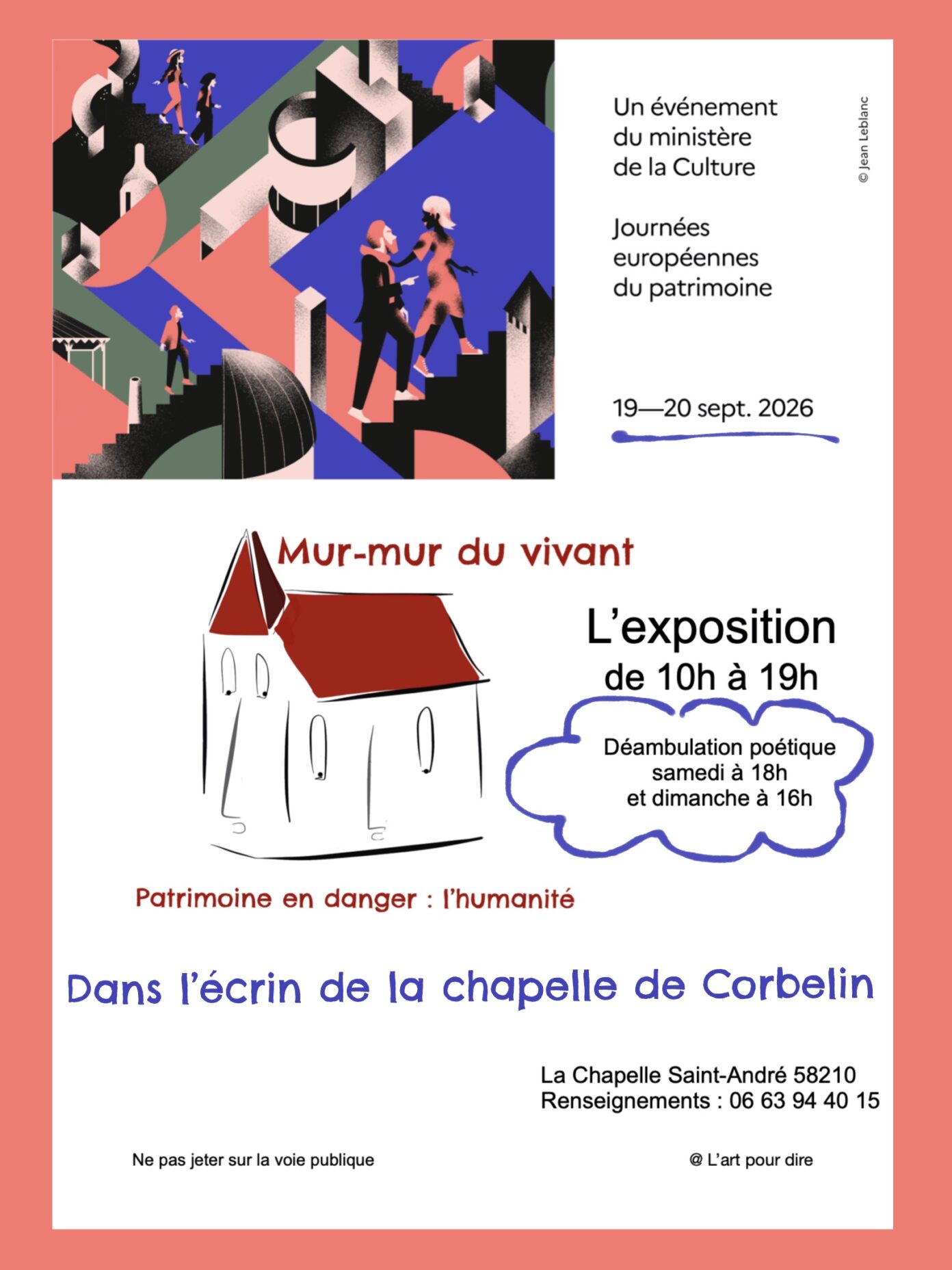 Journées Européennes du Patrimoine Exposition Mur-mur du vivant La Chapelle de Corbelin La Chapelle-Saint-André