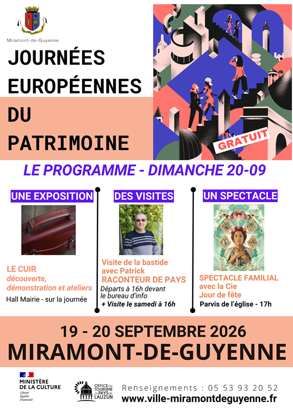 Journées Européennes du Patrimoine Spectacle de la Compagnie Jour de fête Rue Jasmin Miramont-de-Guyenne