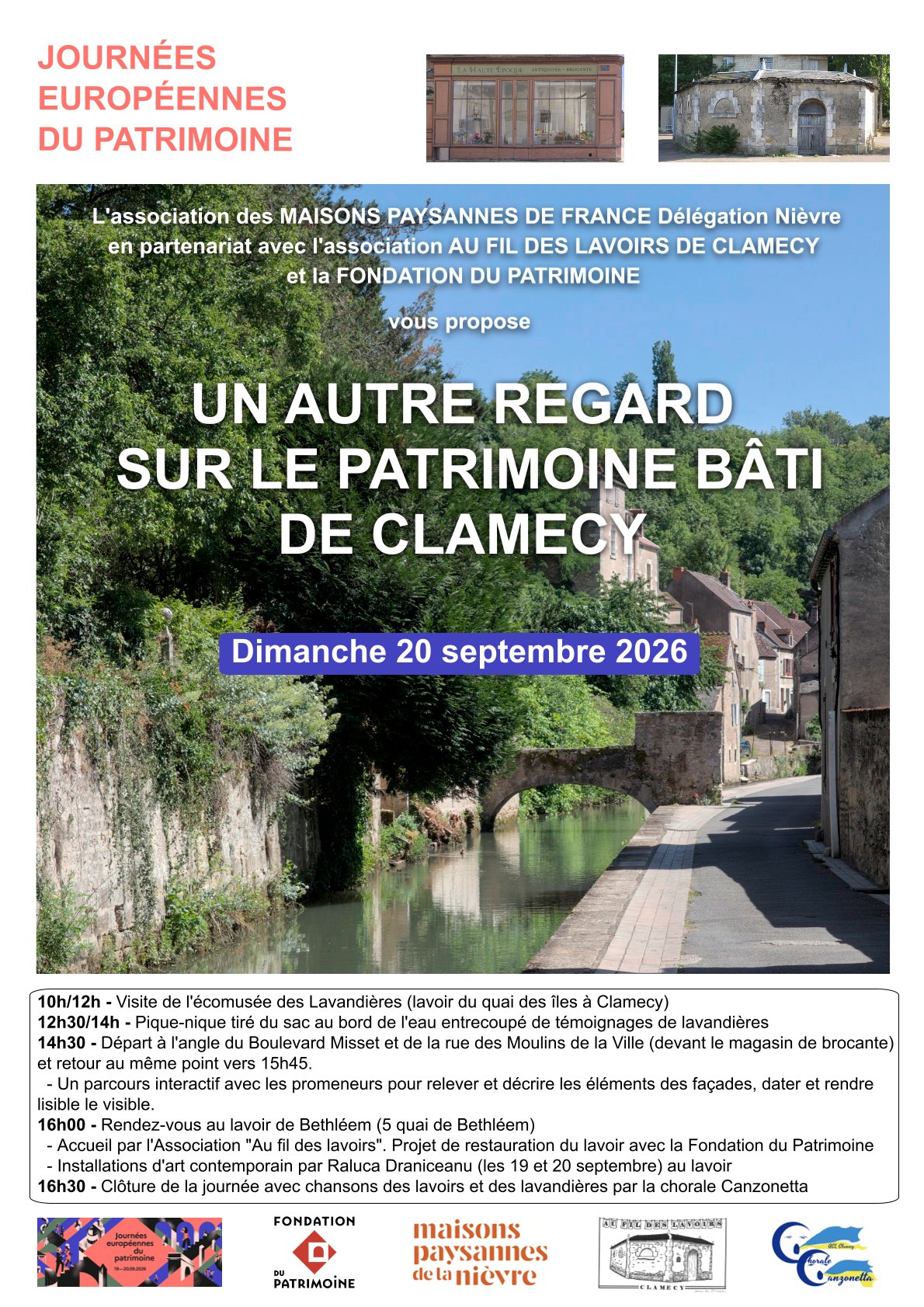 Journées Européennes du Patrimoine Un autre regard sur le patrimoine bâti de Clamecy Ecomusée de la Lavandière Ville de Clamecy Clamecy 2026-09-20