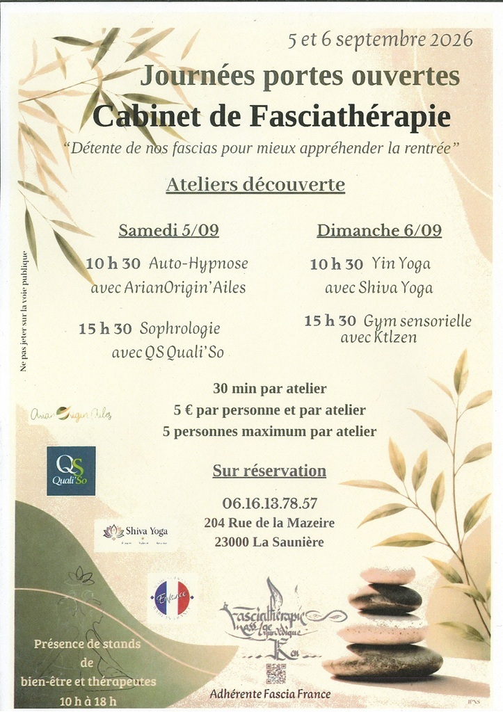 Journées portes ouvertes cabinet de Fasciathérapie  La Saunière