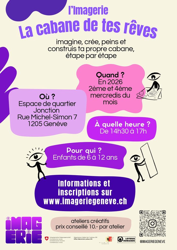 La cabane de tes rêves, ateliers créatifs pour enfants, Espace de quartier Jonction, Genève