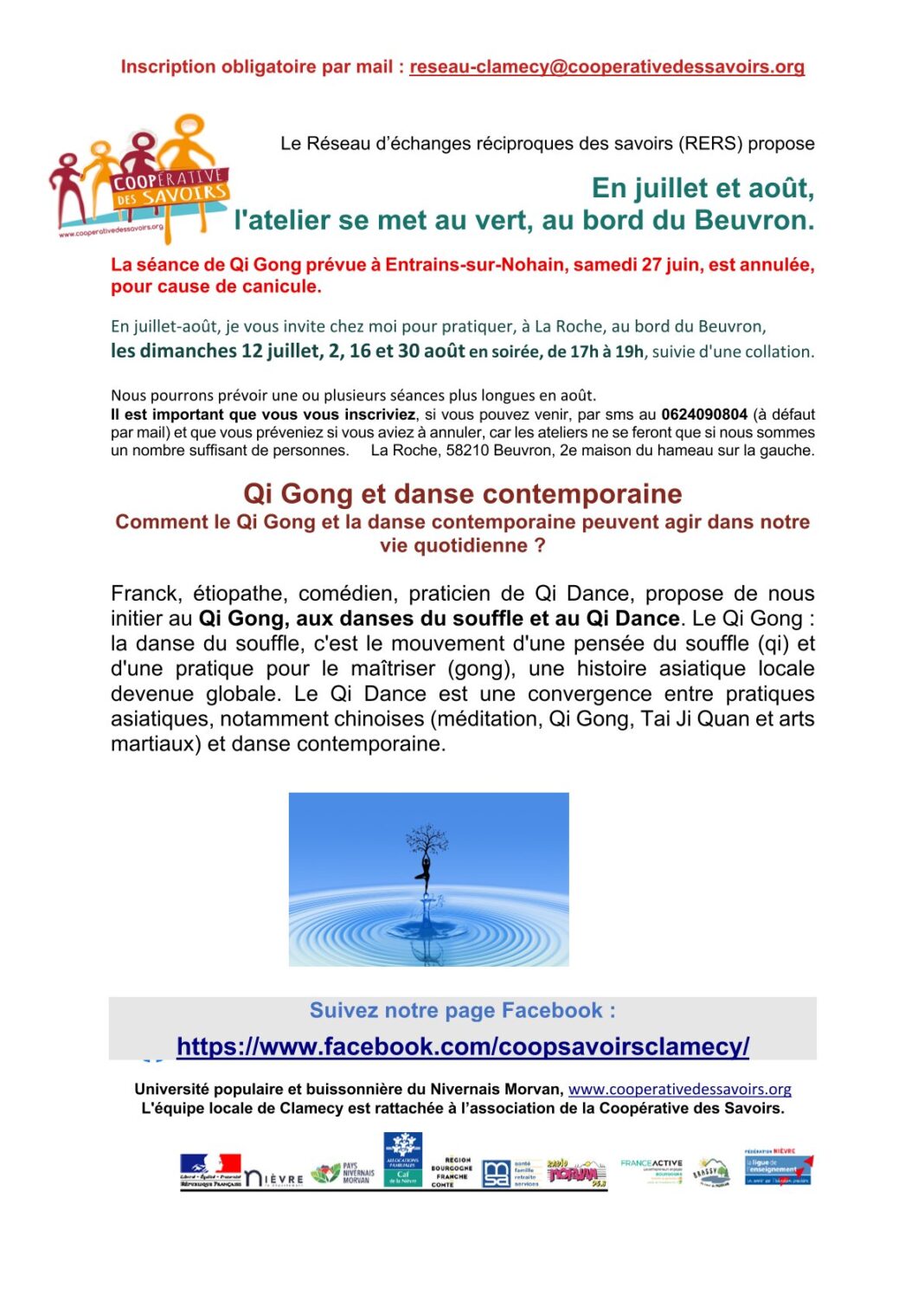 La Coopérative des savoirs propose Qi Gong et danse contemporaine La Roche Clamecy