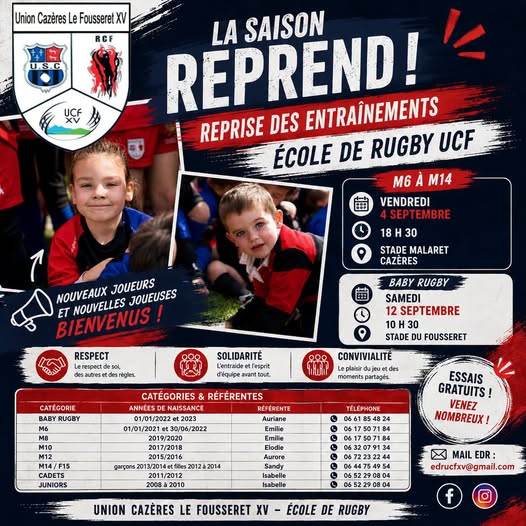 LA SAISON DE RUGBY REPREND ! Cazères