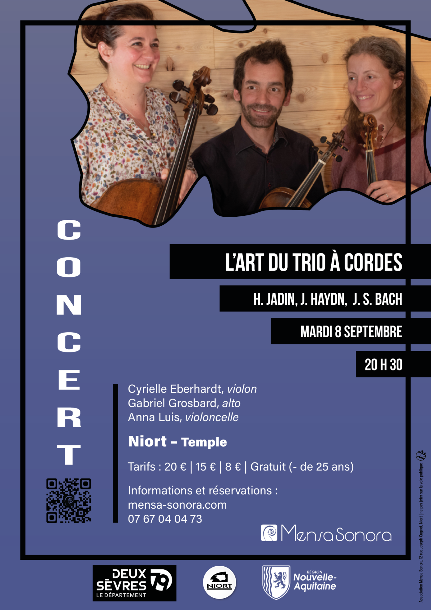 L’art du trio à cordes à Niort Temple Niort