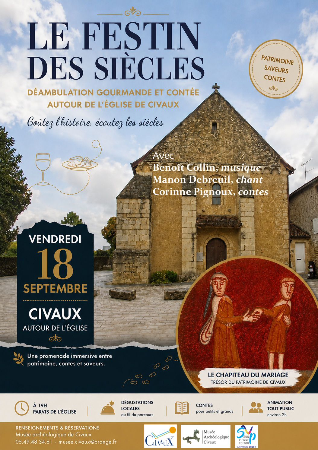 Le Festin des siècles déambulation gourmande et contée autour de l’église de Civaux Civaux