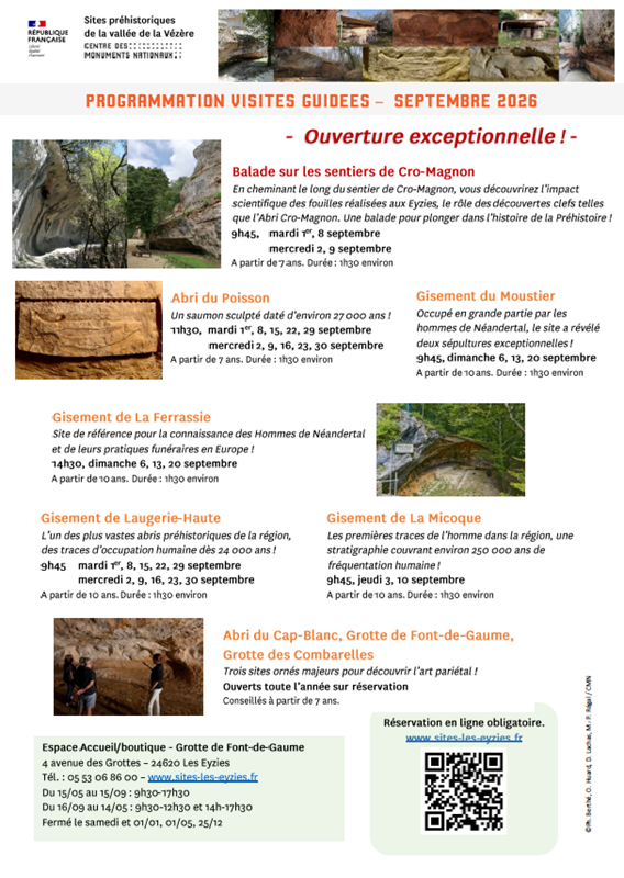 Le mois de septembre sur les Sites préhistoriques de la vallée de la Vézère Centre des Monuments Nationaux Les Eyzies
