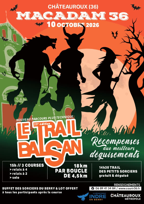 Le Trail Balsan 11e édition 50 Avenue François Mitterrand Châteauroux 2026-10-10