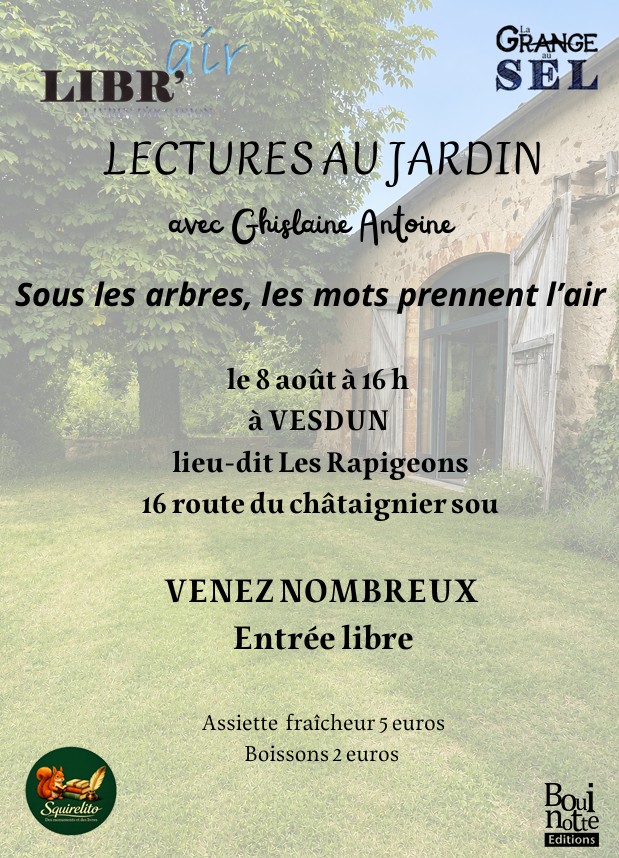Lectures au jardin avec Ghislaine Antoine Vesdun