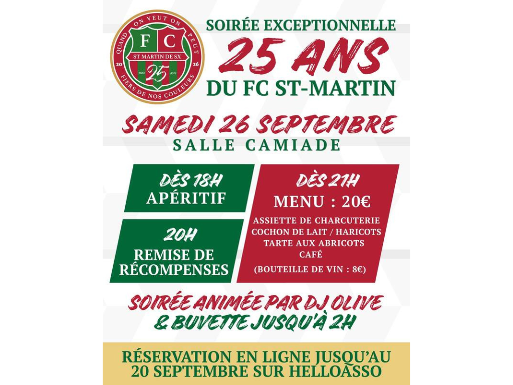 Les 25 ans du FC ST-MARTIN DE SEIGNANX Salle Camiade Saint-Martin-de-Seignanx