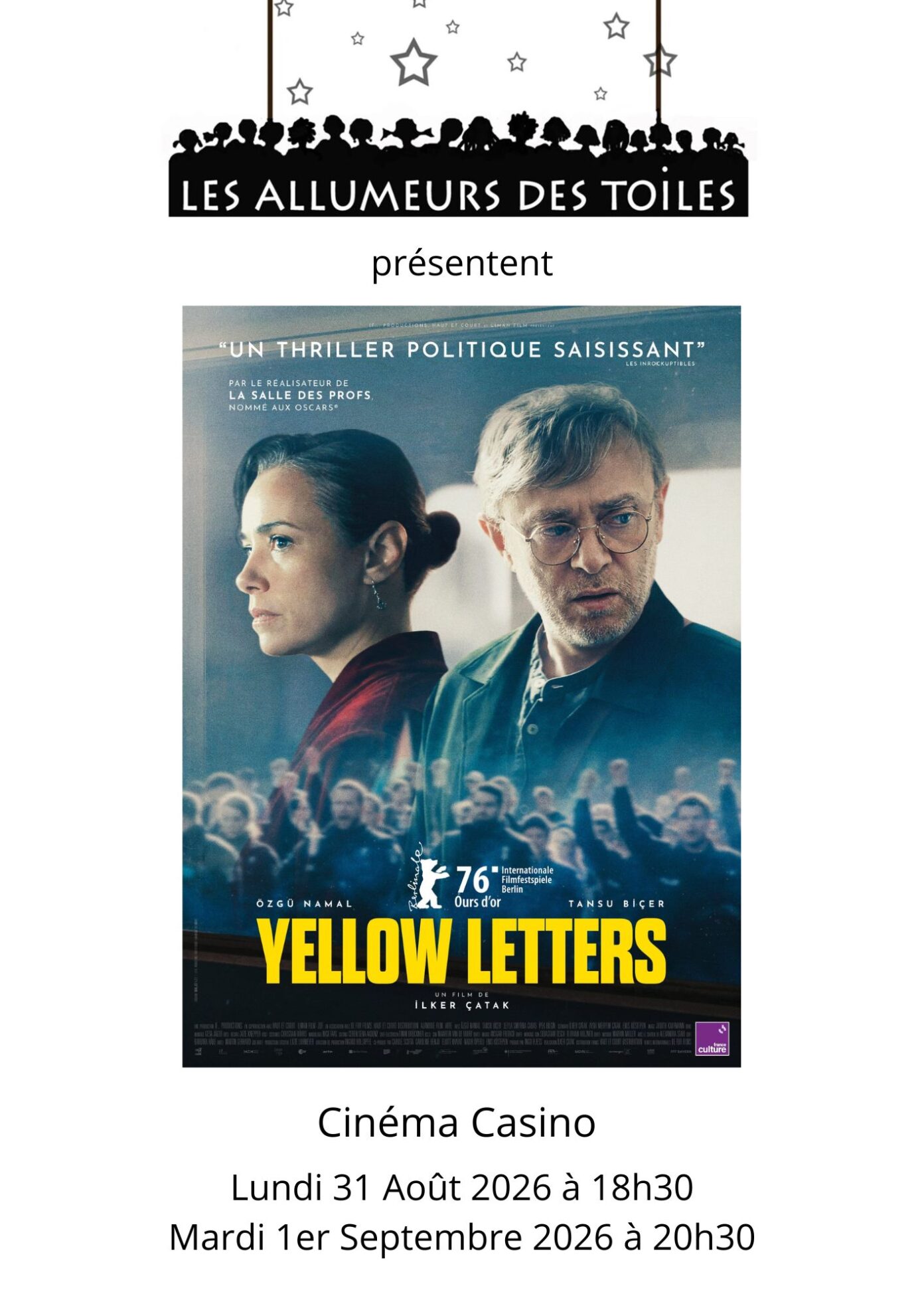 Les Allumeurs des Toiles présentent Yellow Letters Drame de Ilker Çatak Cinéma Casino Clamecy