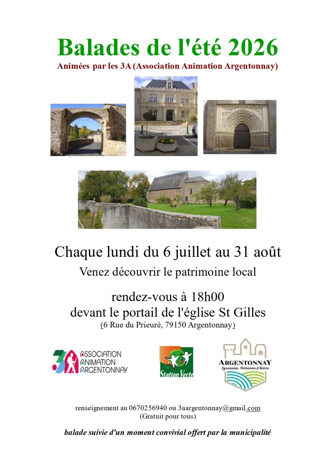 Les balades de l’été Portail de l’église St Gilles Argentonnay