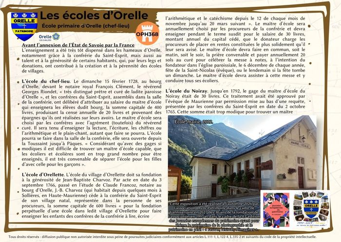 Les écoles d'Orelle autrefois Office de tourisme d'Orelle-Les Trois Vallées Orelle