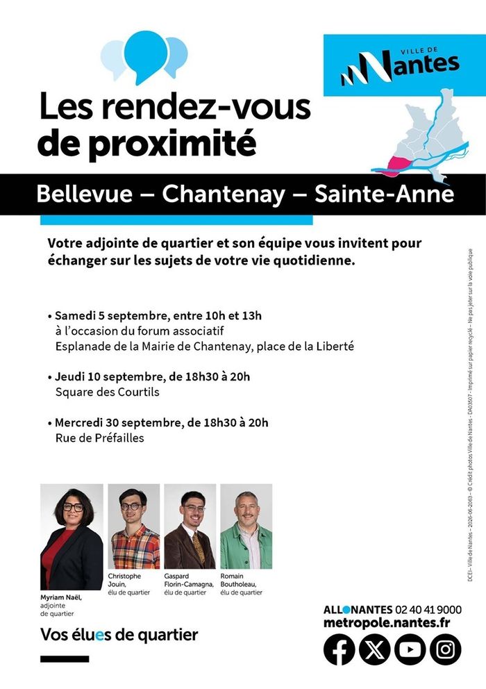 Les élues et élus à votre rencontre – Quartier Bellevue Chantenay Sainte-Anne Quartier Bellevue Nantes