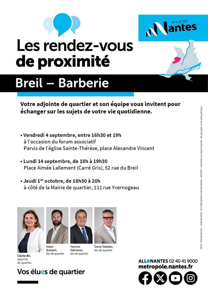 Les élues et élus à votre rencontre – Quartier Breil-Barberie Quartier Breil Nantes