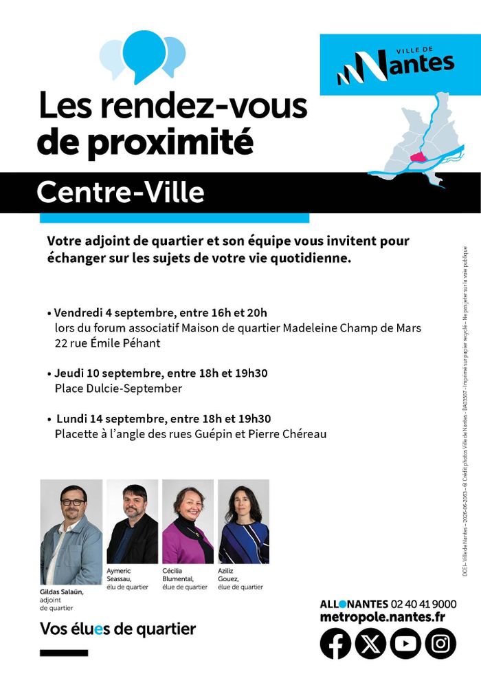 Les élues et élus à votre rencontre – Quartier Centre-ville centre-ville Nantes