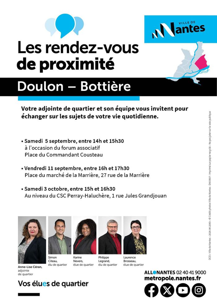 Les élues et élus à votre rencontre – Quartier Doulon-Bottière Quartier Doulon Bottière Nantes