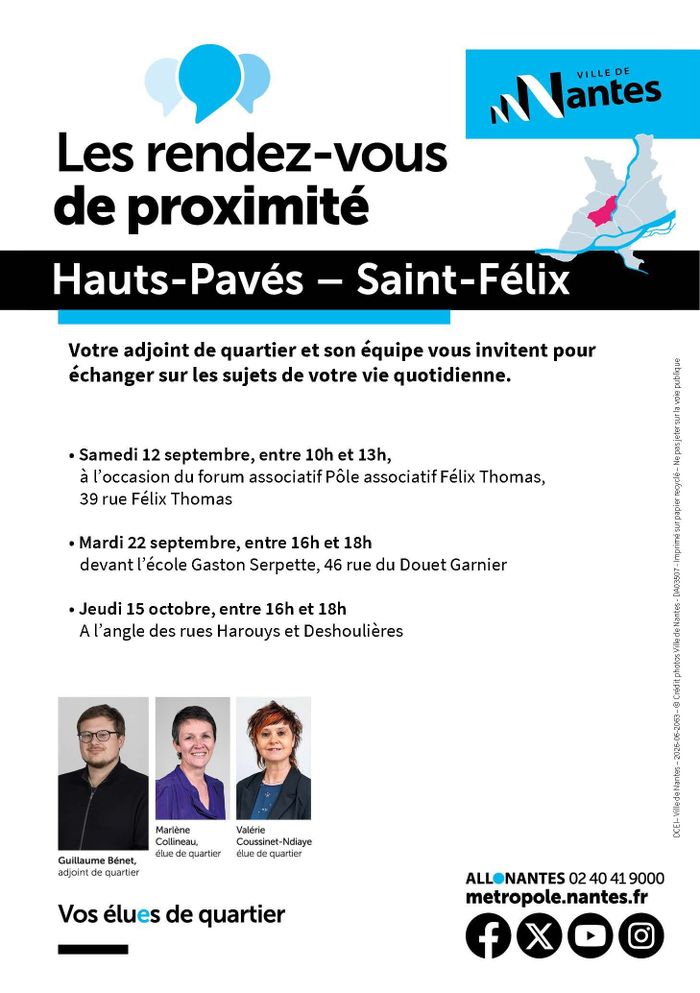 Les élues et élus à votre rencontre - Quartier Hauts-Pavés Saint-Félix