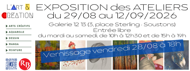 L&rsquo;exposition des ateliers Galerie 12 13 Soustons