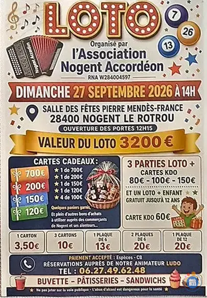 Loto Association Nogent Accordéon Nogent-le-Rotrou