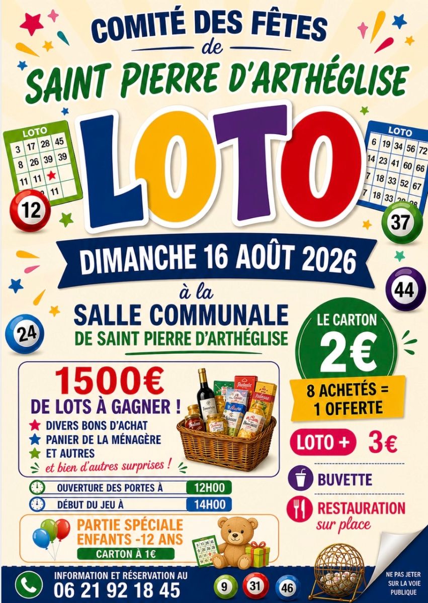 LOTO Saint Pierre d’Arthéglise SALLE COMMUNALE Saint-Pierre-d&rsquo;Arthéglise