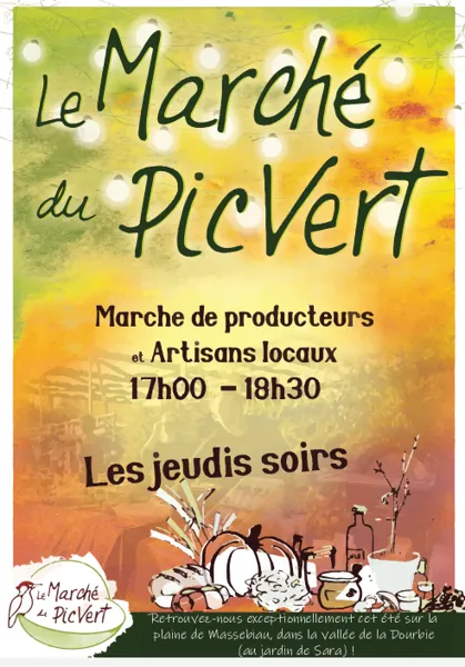 Marché alimentaire de producteurs Le Pic Vert du jeudi soir Parking du café restaurant du Pic Vert Millau