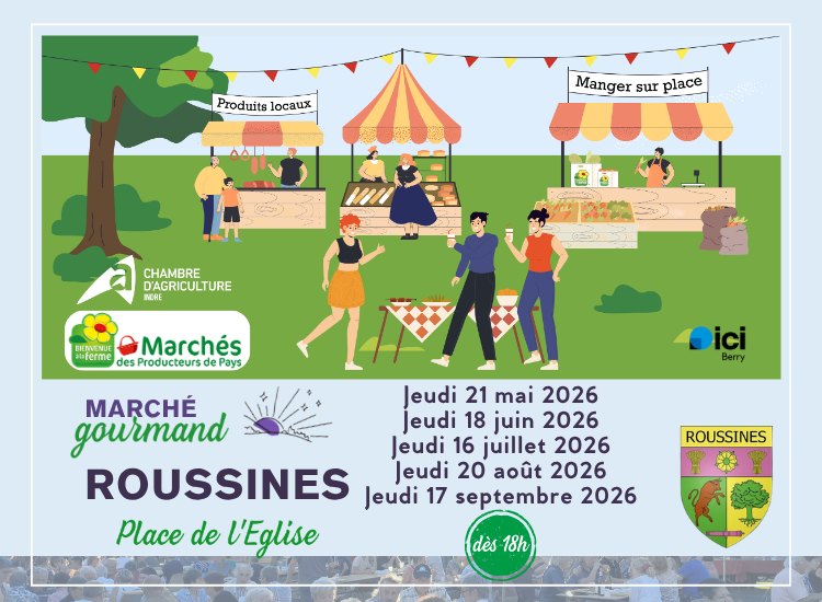 Marché de producteurs de pays Place de l'Eglise Roussines 2026-09-17