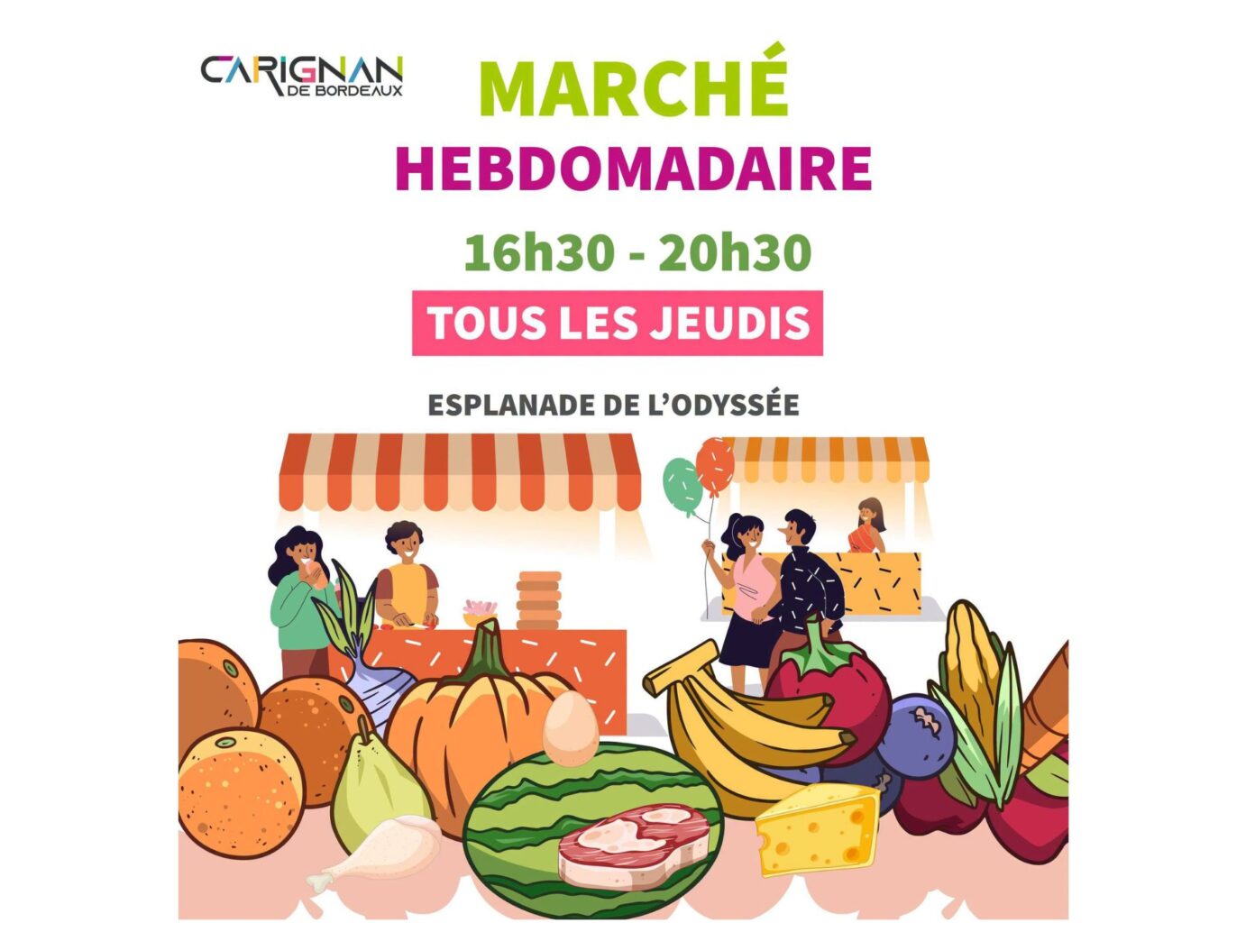 Marché hebdomadaire du jeudi soir à Carignan-de-Bordeaux Sur le parking de l’Odyssée Carignan-de-Bordeaux