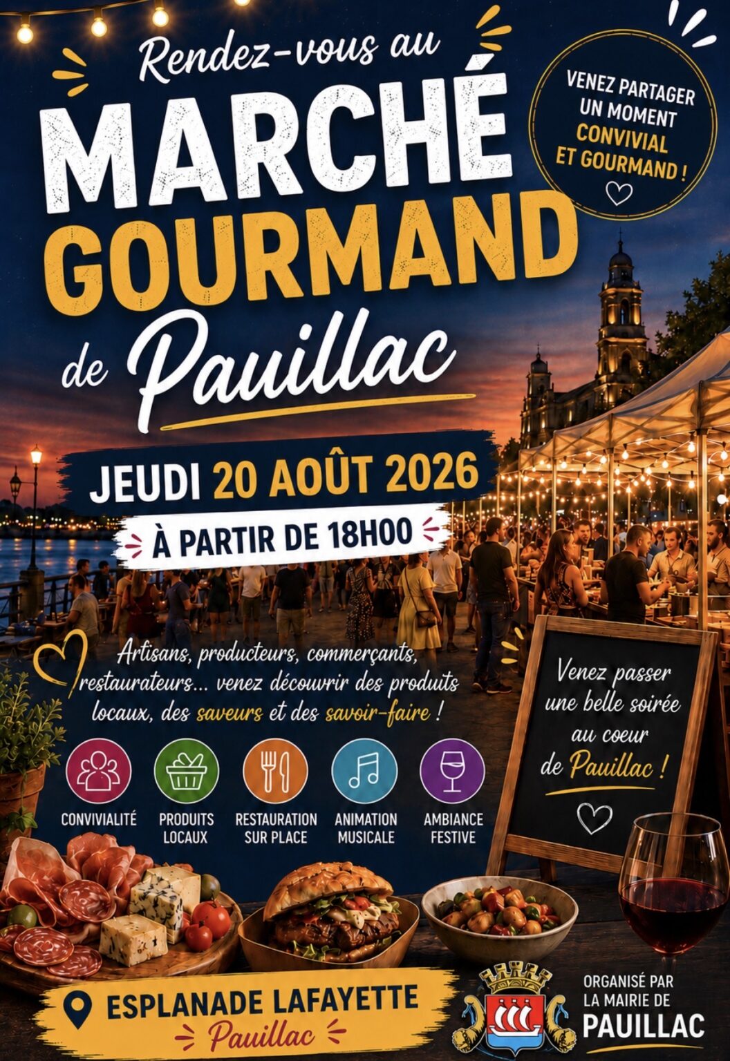 Marché nocturne et gourmand à Pauillac Quais Pauillac