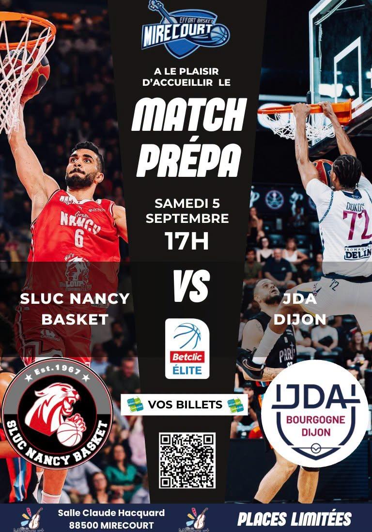 Match de gala à Mirecourt Match prépa SLUC Nancy Basket contre JDA Dijon Salle Claude Hacquard Mirecourt