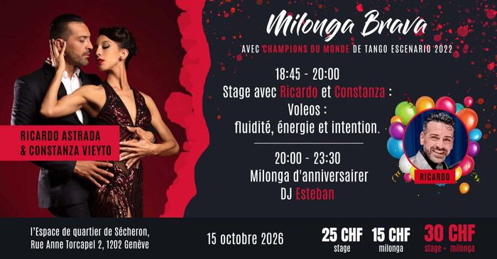 Milonga Brava avec Ricardo Astrada & Constanza Vieyto, Espace de quartier Sécheron, Genève