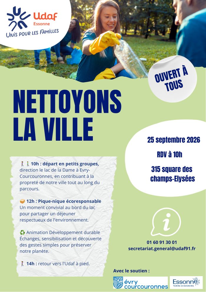 Nettoyons la ville, Udaf de l’Essonne, Évry-Courcouronnes
