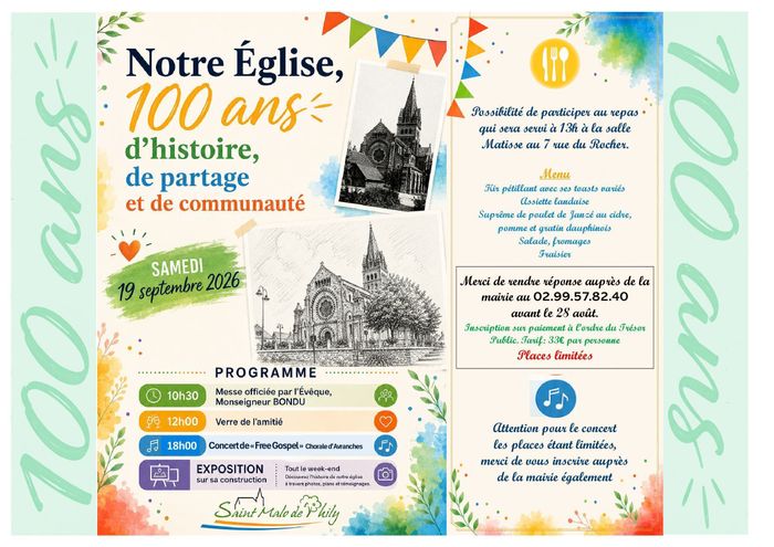 Notre église, 100 ans d’histoire, de partage et de communauté, Église Saint-Malo, Saint-Malo-de-Phily