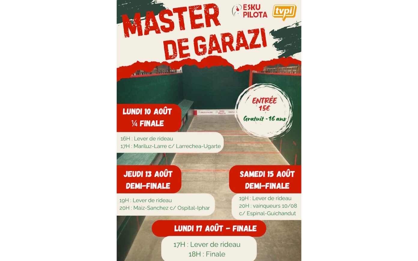 Pelote basque à main nue Master de Garazi 1/2 finale Saint-Jean-Pied-de-Port