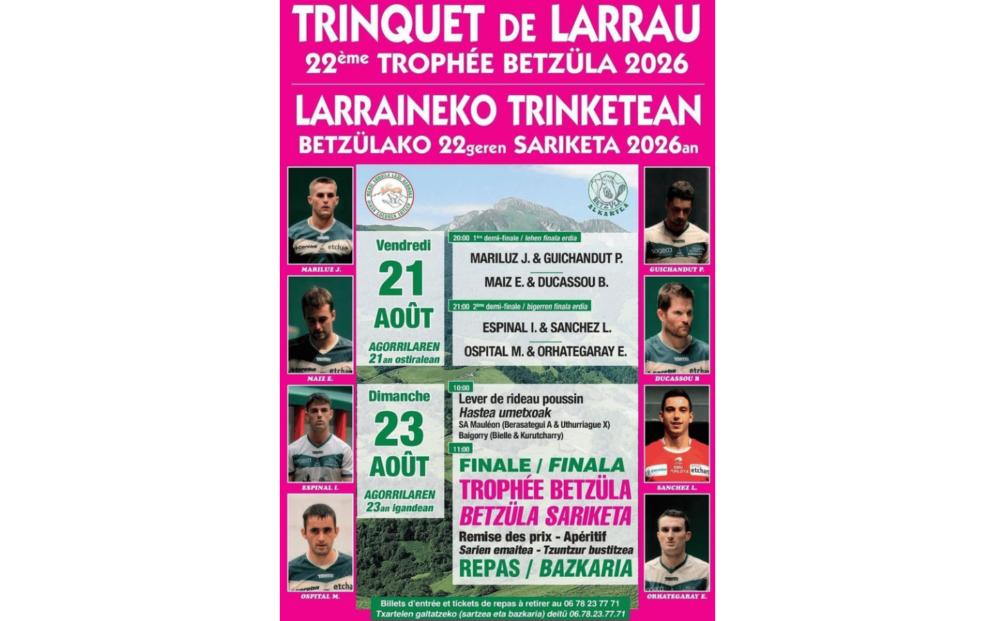 Pelote Trophée Betzüla Finale Trinquet Larrau 2026-08-23