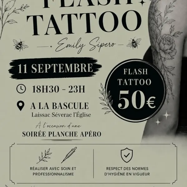 Petite soirée Flash Tattoo à La Bascule Laissac-Sévérac l’Église