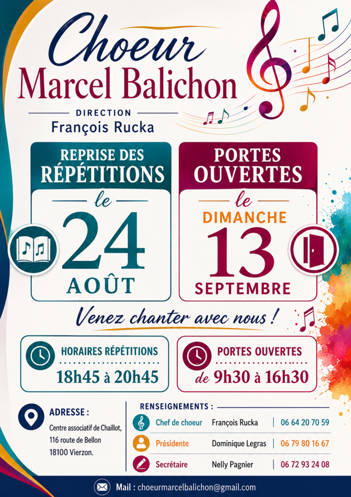 Portes ouvertes Choeur Marcel Balichon Vierzon