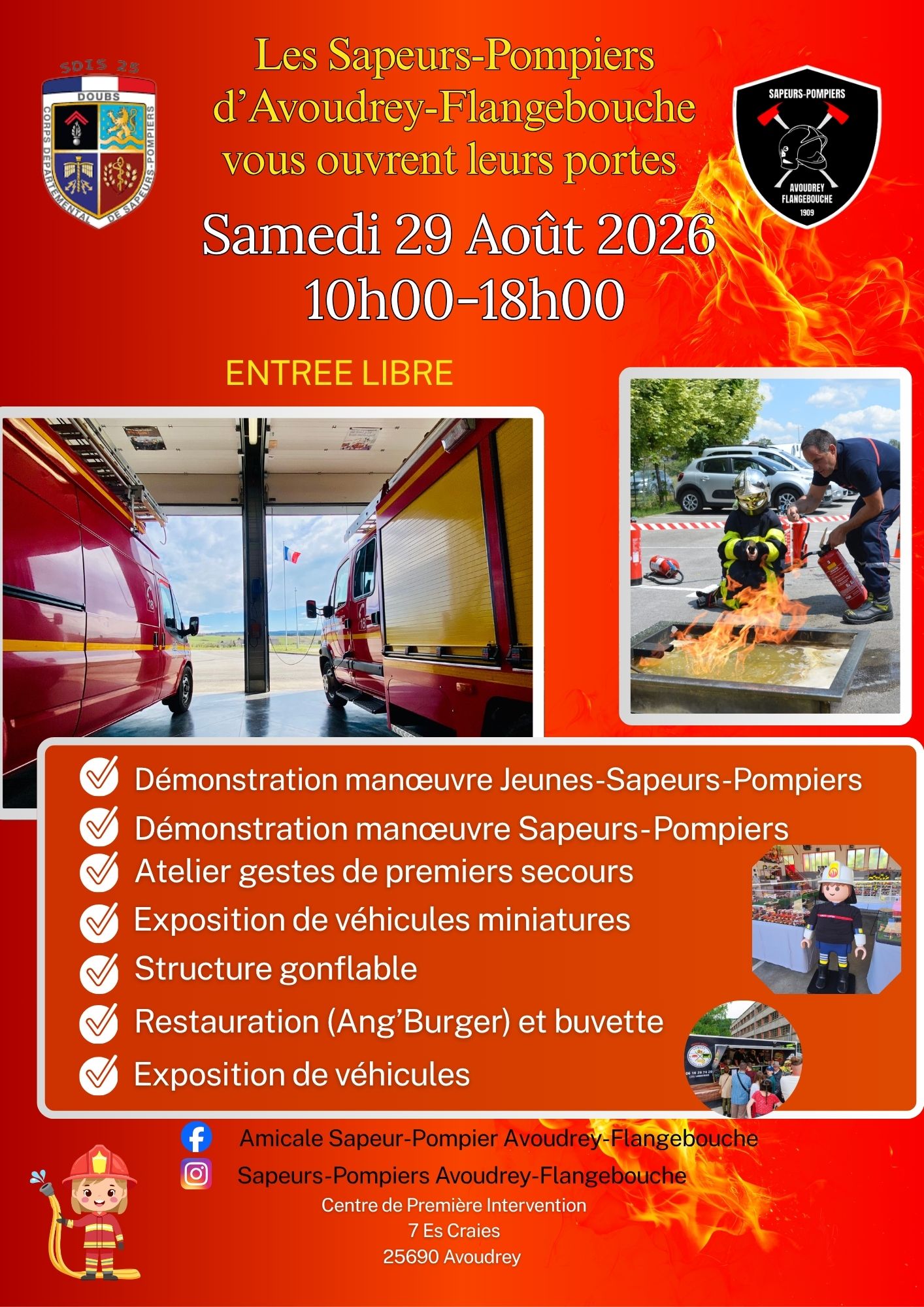 Portes Ouvertes du centre de secours d’Avoudrey-Flangebouche 7 Es craies Avoudrey 2026-08-29