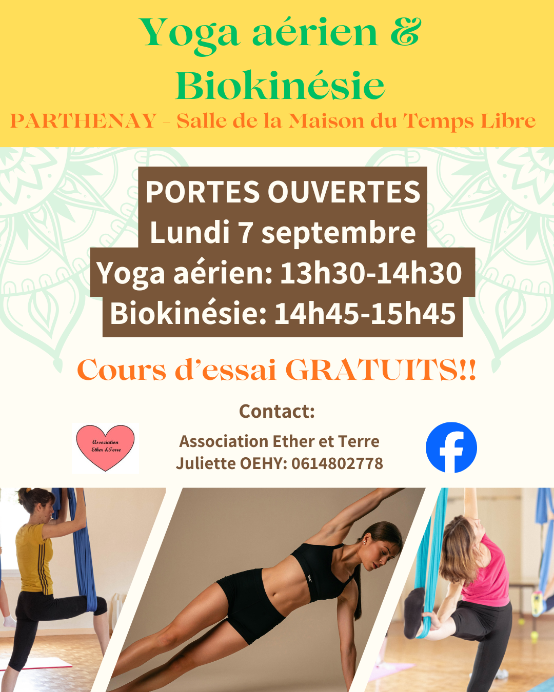 Portes ouvertes yoga aérien et biokinesie Maison du temps libre Parthenay 2026-09-07